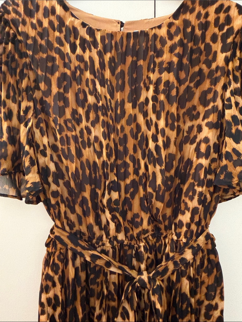 Sam Edelman Leopard Print Midi Dress in Black & Tan, size 12. - Picture 3 of 8